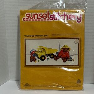 Sunset Crewel Stitchery Childhood Treasures Kit - Yellow and Brown